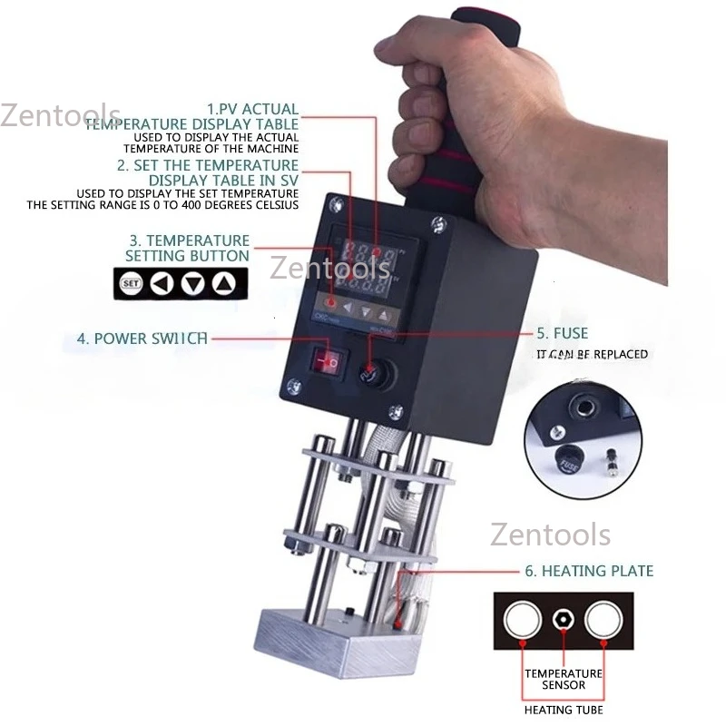 يده آلة الختم الساخن الجلود آلة ختم ساخن قفص خشبي آلة بصمة جوز الهند صينية بطاقة لوحة ختم ساخن ماك #4