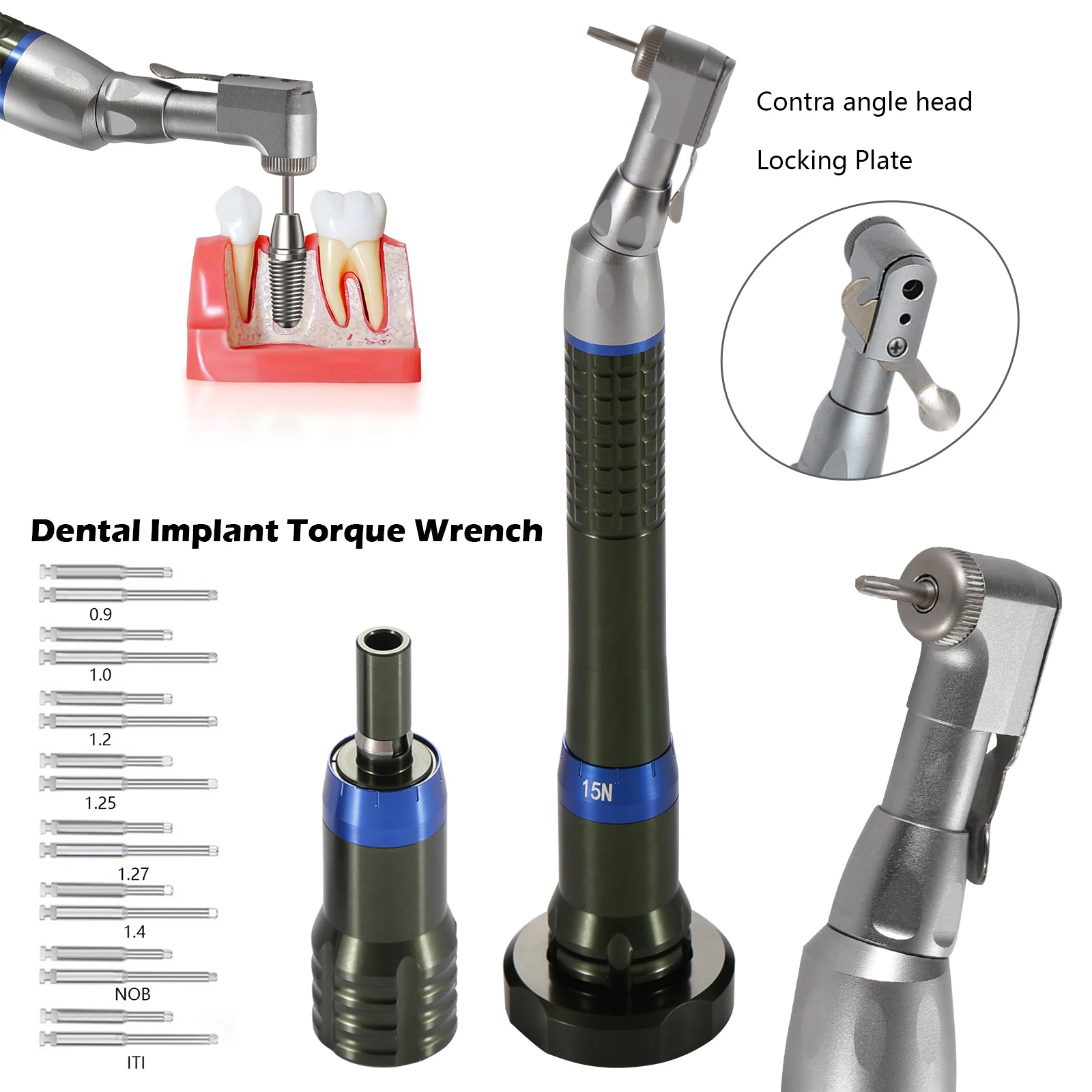 

Dental Universal Implant Prosthetic Kit Torque Wrench Ratchet 15+35N Screw Drivers Remover