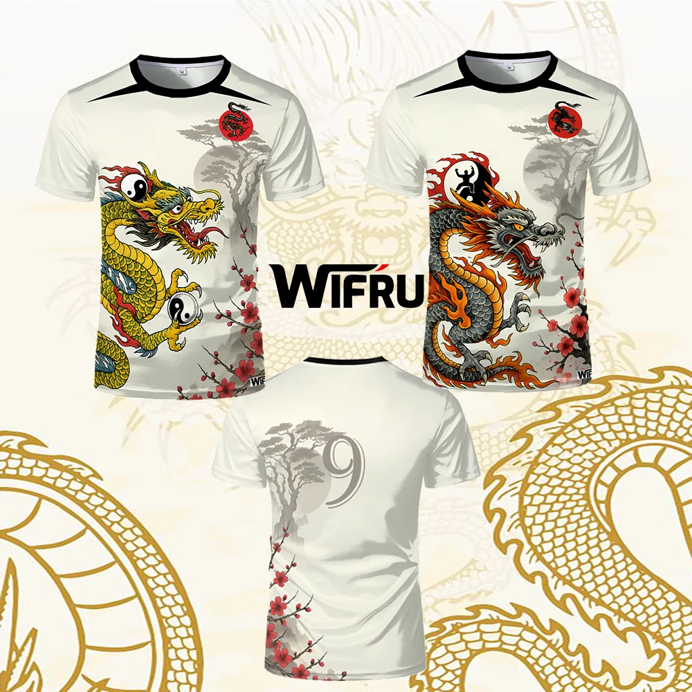 

Chinese Style Dragon Pattern T-shirts Men's Customizable Loose Breathable Football Jerseys Street Trend Hip-hop Printed Tops