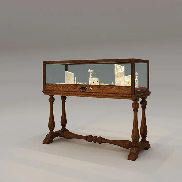 

JJEuropean Средневековый музей ювелирных изделий из цельного дерева Нефритовый стеклянный витрина