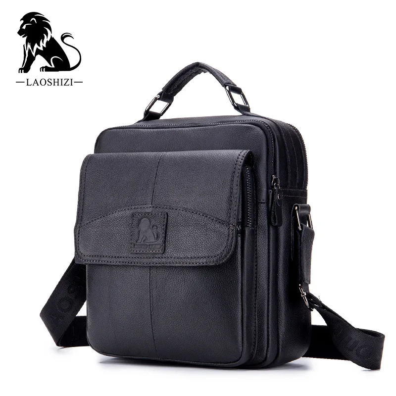 Bolsa de ombro de couro genuíno masculina, bolsa tiracolo multifuncional, bolsa de grande capacidade, 100% couro, marca de moda