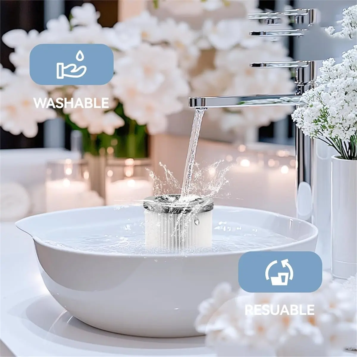 

4 сменных фильтра DCV580H DCV581H для пылесоса DCV580H (беспроводной) 20В для влажной/сухой уборки, с 8 поролоновых фильтров-накладок