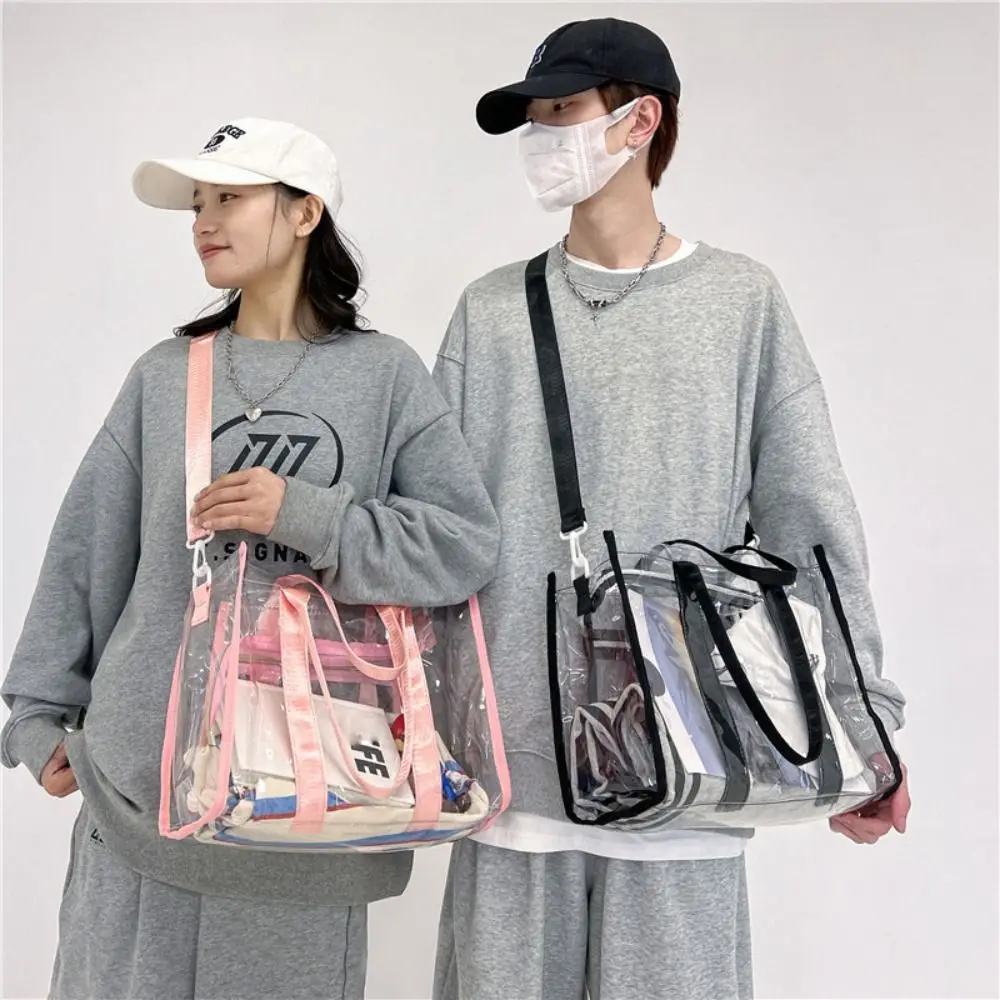 

Simple Waterproof PVC Beach Bag Large Capacity Shoulder Bag Transparent Tote Bag Luggage Bag Clear Swimming Handbag Travel