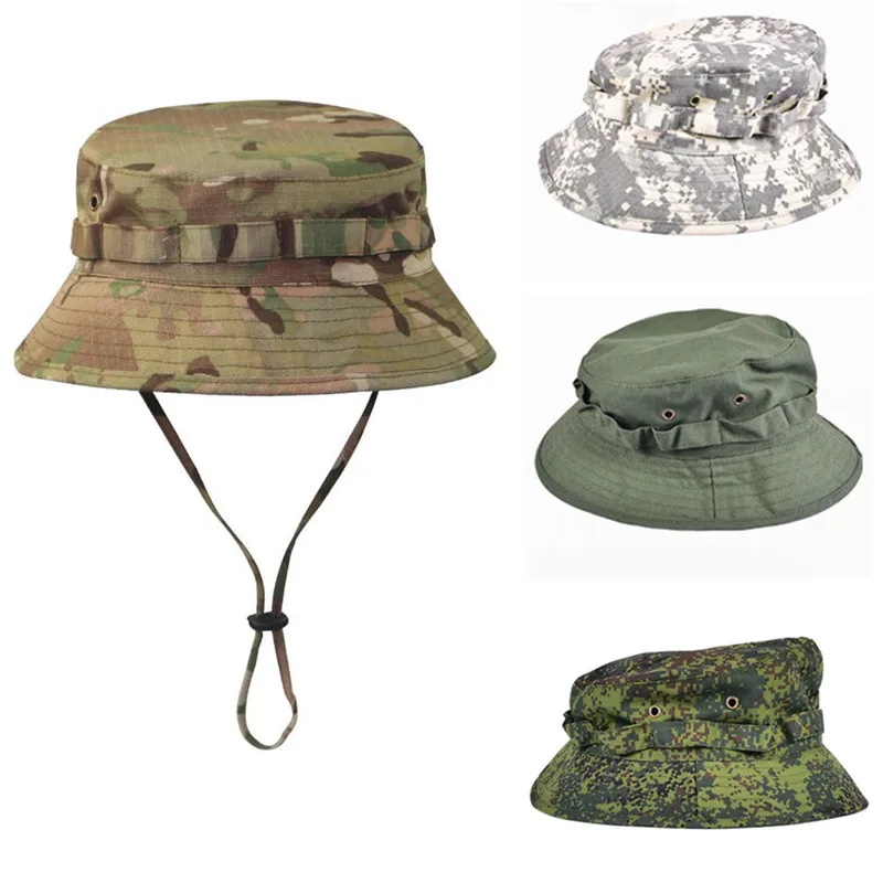 

Tactical Camouflage Boonie Hat Wide Brim Men Women Sun Hat Outdoor Hiking Fishing Hunting Sports Caps Foldable Soft Hat