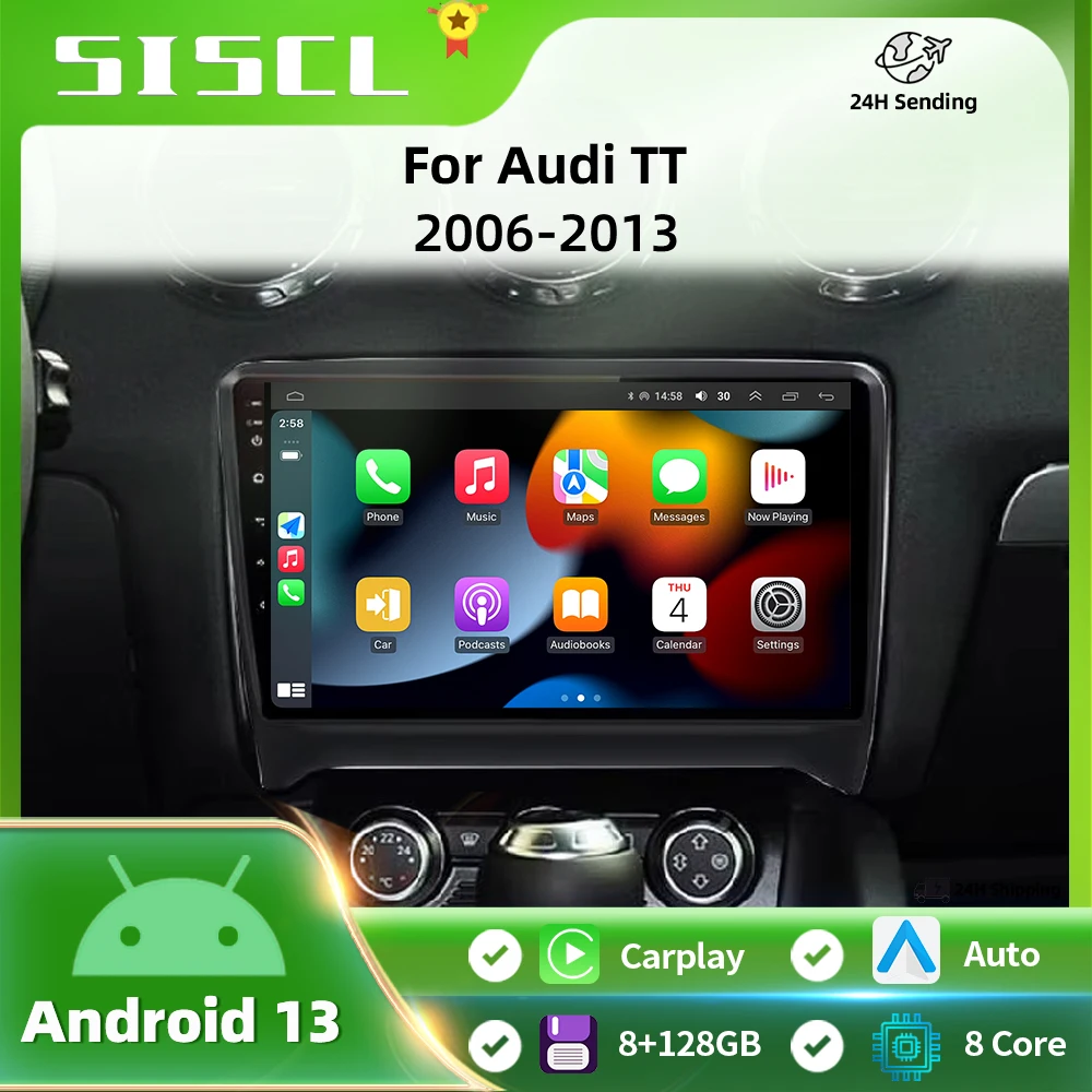 

For Audi TT MK2 8J 2006-2014 Android 13 Auto Car Radio Multimedia Stereo GPS Navi Head Unit Carplay Intelligent Systems 2 Din