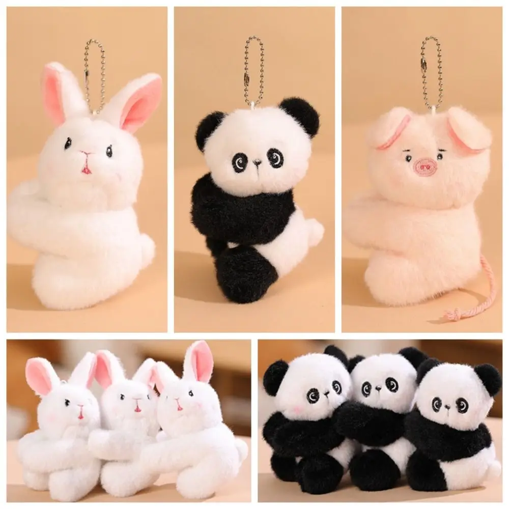 Cuddly Stuffed Animals Magnetic Doll Keychain Rabbit Pig Pendant Panda Plush Toy Kawaii 10cm Plush Keyring Doll Girls Boys