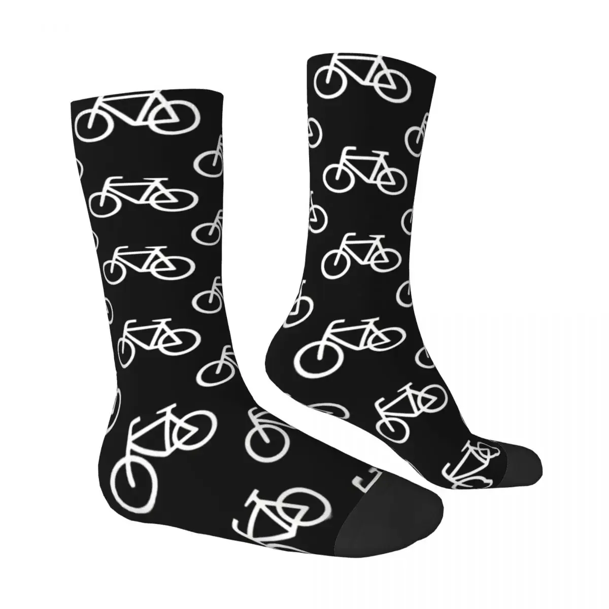 Hip Hop Retro White Crazy Men's Socks Bicycle Bike Unisex Street Style Pattern Printed Funny Happy Crew Sock Boys Gift