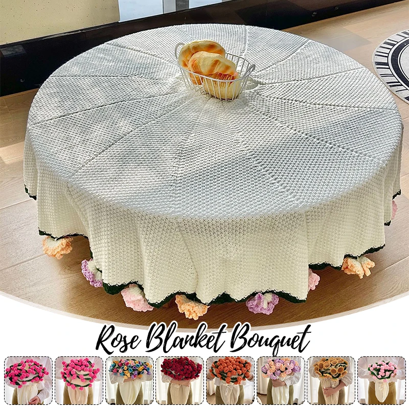 80/110 سنتيمتر الكروشيه باقة الورد بطانية المنتج النهائي اليد محبوك زهرة باقة البطانيات ديكور المنزل أريكة تتحول لسرير رمي بطانية