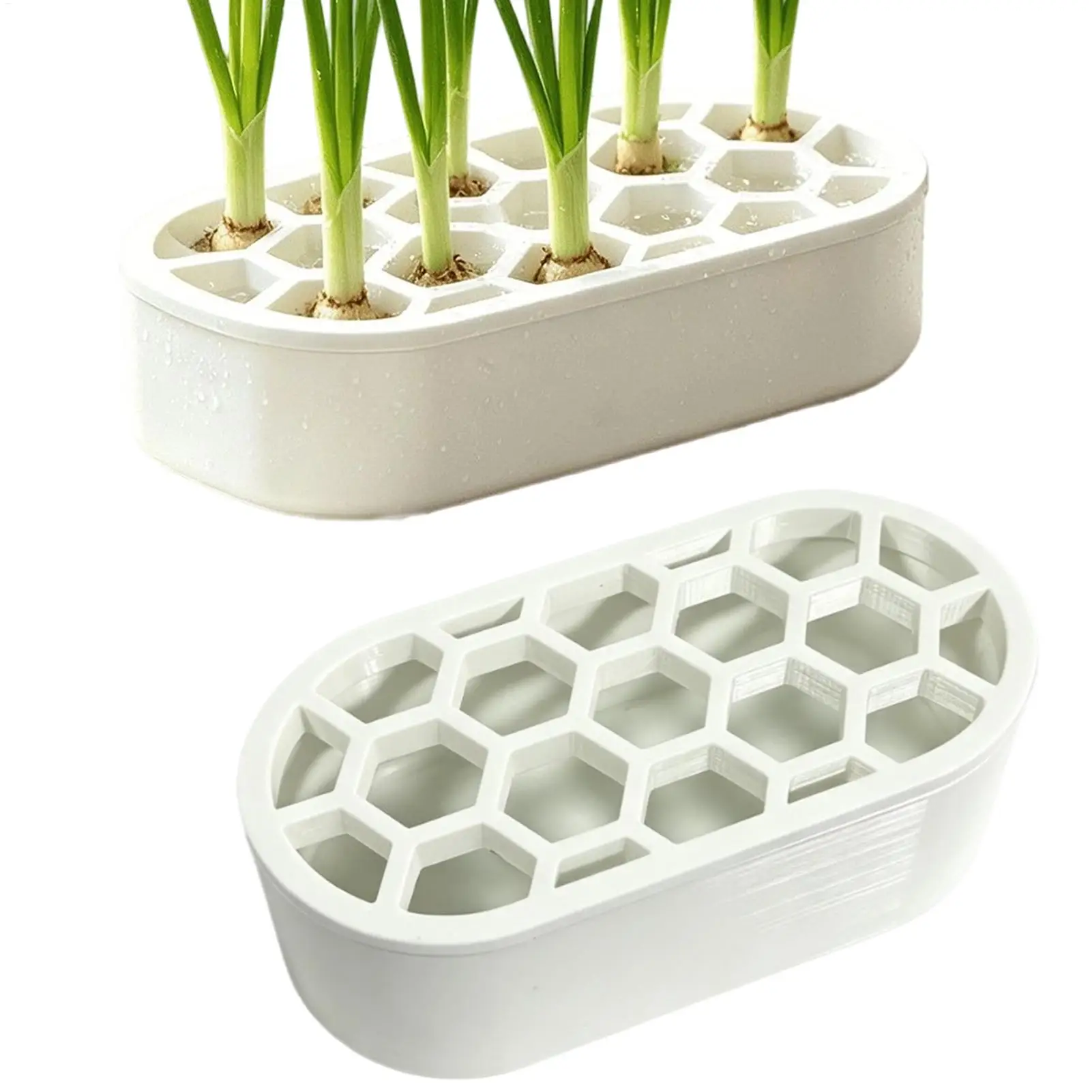 2pcs Hydroponic Growing Kit Multi-Hole Home Soilless Growing Containers Scallion Planter Box for Scallions Garlic Sprouts Mint