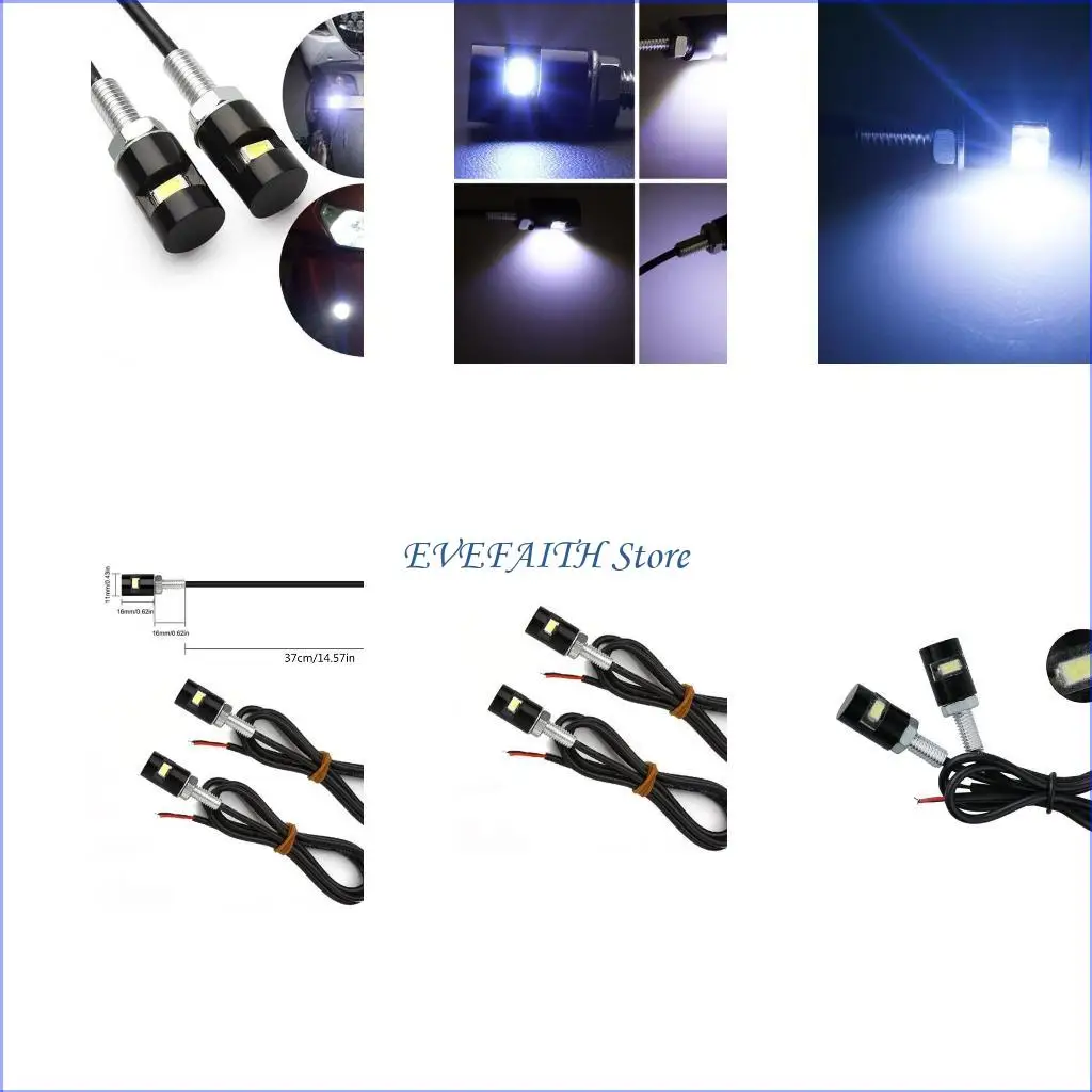 

124B 2PCS License Plate Light Screw Bolt Lamp 12V LED Bulb Waterproof Rainproof Light Holder for Car Motorcycle Truck RV Bike