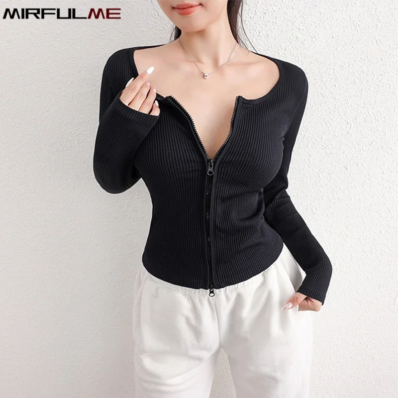 Spring Autumn Women Sport Jacket Double Zipper Yoga Coat  Long Sleeves Shirts O-Neck Running Sweatshirts Gym Fitness Tops Female