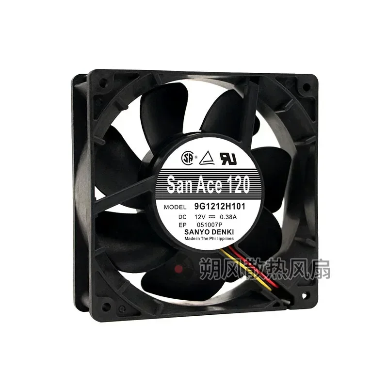 for Sanyo 9G1212H101 12038 Cooling Fan 12V 0.38A Large Air Volume Low Noise Waterproof DC Axial Fan for Industrial Equipment