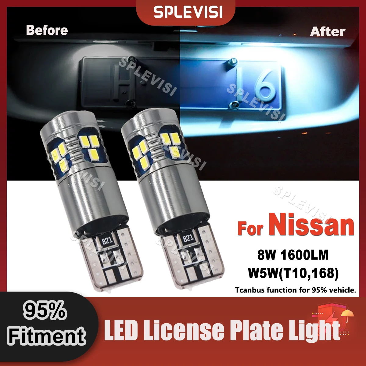 

Brighter White T10 LED License Plate Light Bulbs Relace Kit For Nissan Pathfinder Patrol Qashqai Sentra X-Trail Xterra