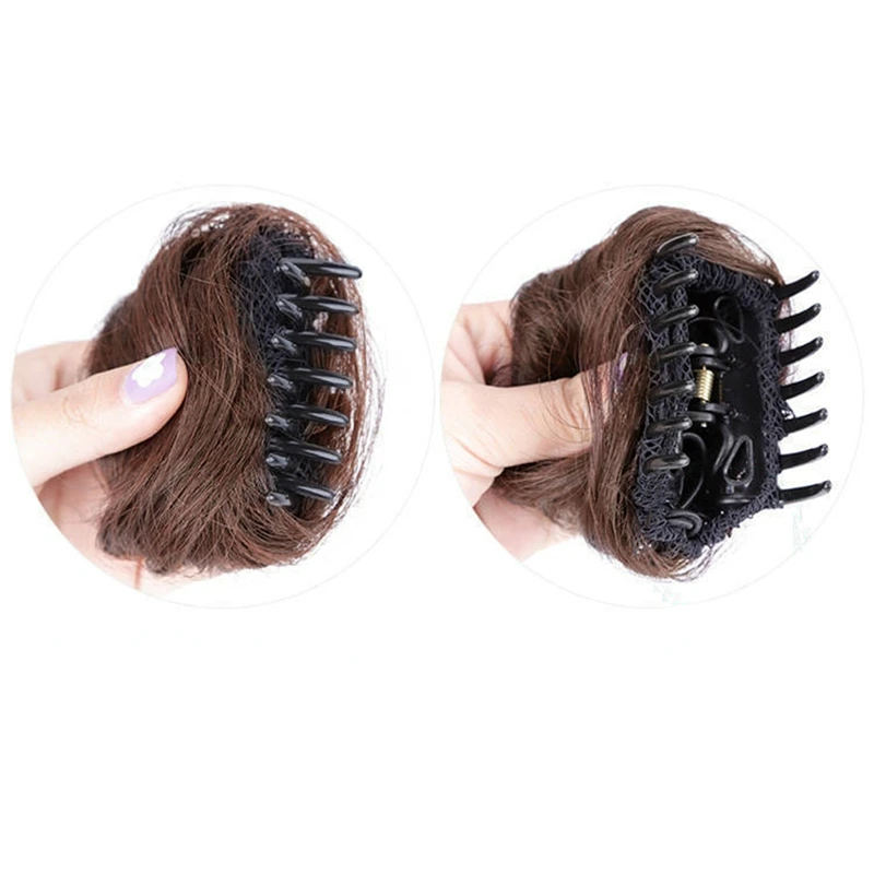 Clip de garra sintética, extensión de cabello, moño de pelo, cabeza de albóndiga, accesorios para el cabello, moño de Donut recto desordenado