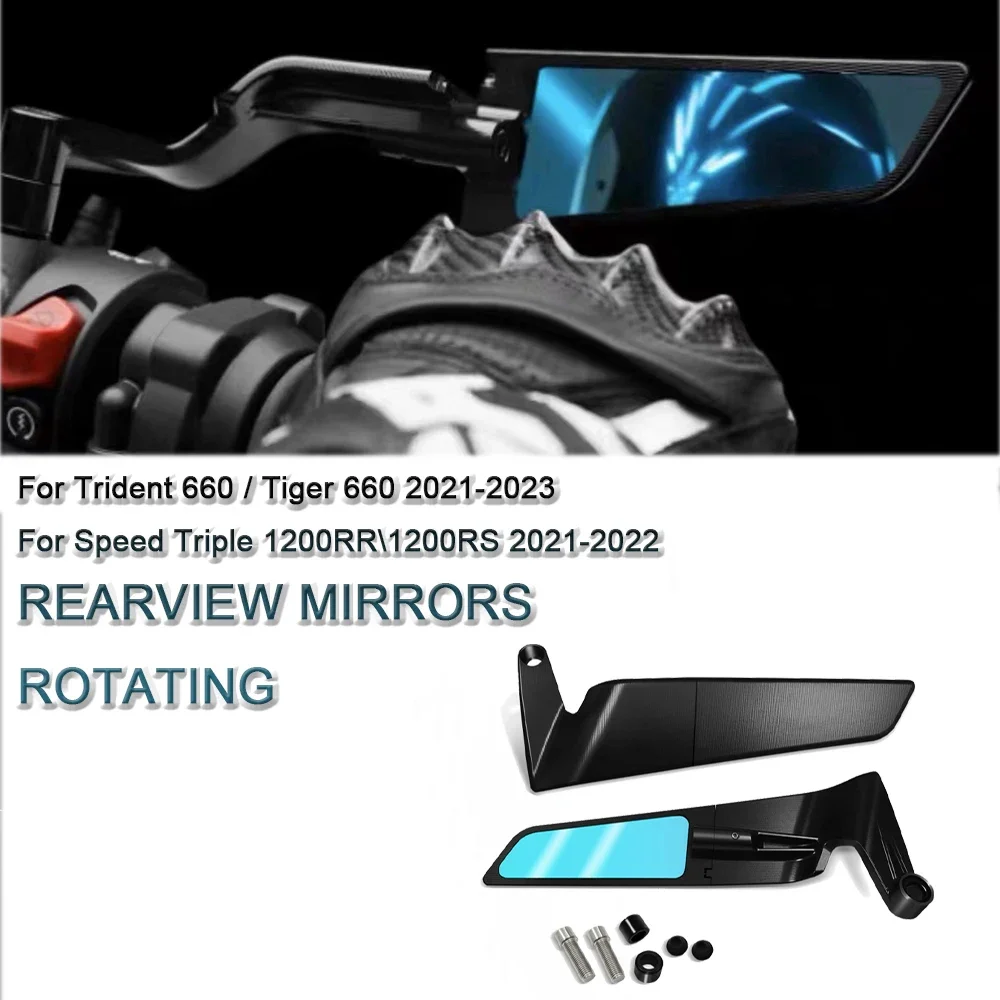 

For Trident 660 Tiger 660 Speed Triple 1200 RR RS Motorcycle Streetfighter Rearview Mirror 360° Adjustable