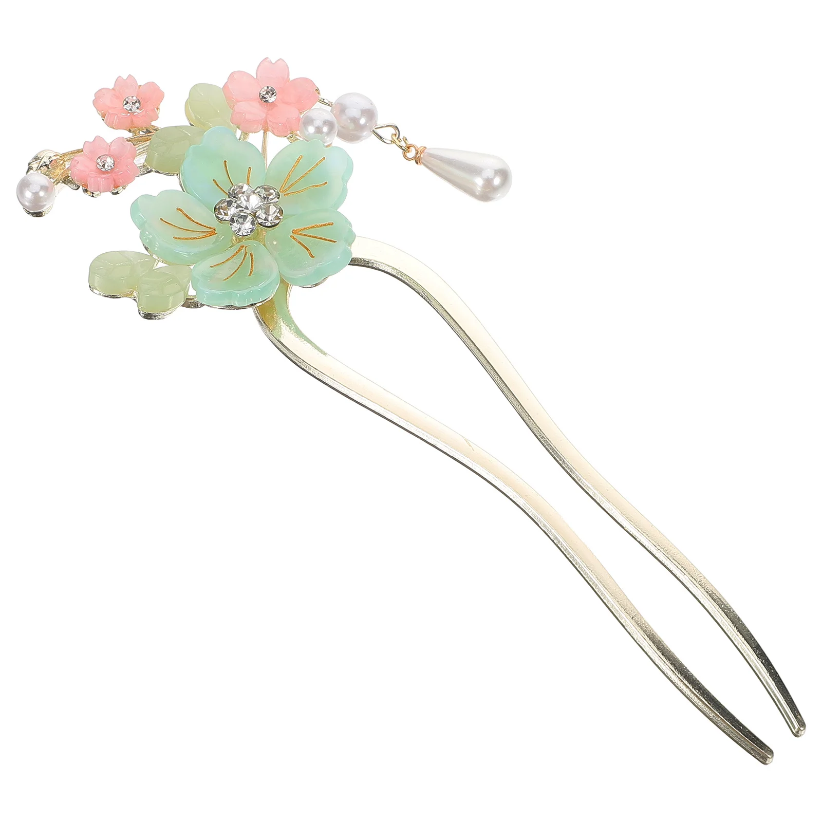 

Charming Glazes Flower Hair Chopstick Women Chinese Accessory Exquisite Retro Handicrafts for Wedding Cosplay Party Dancing