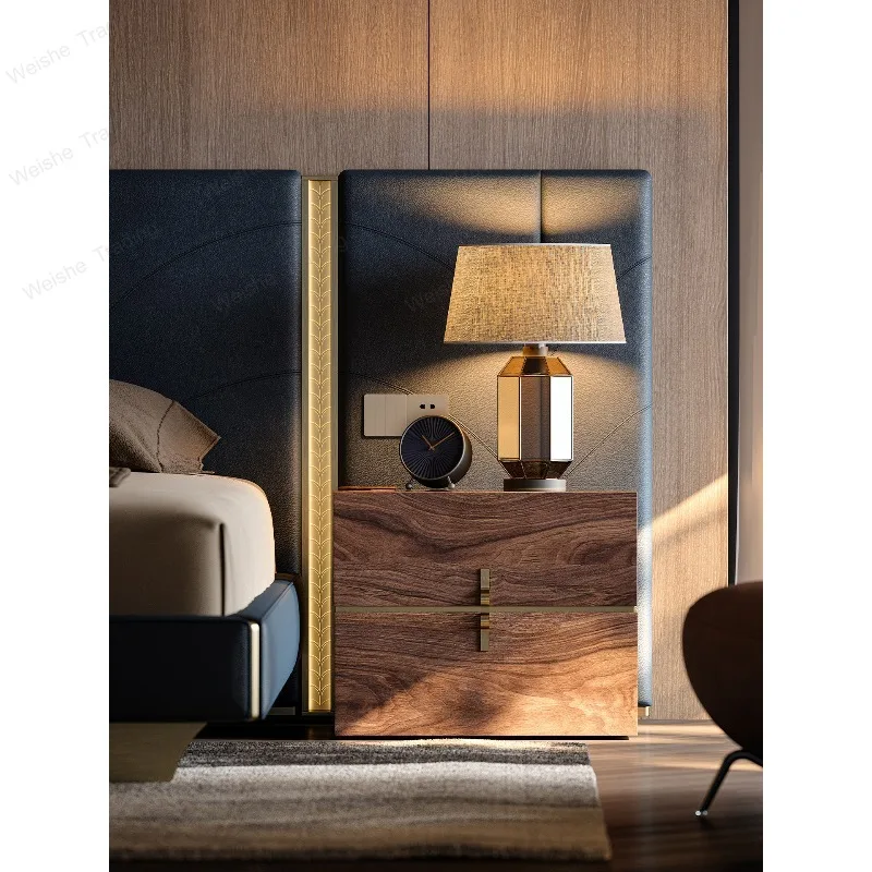 Italian light luxury bedside table natural luxury stone villa home bedroom bedside table personality creative fashion