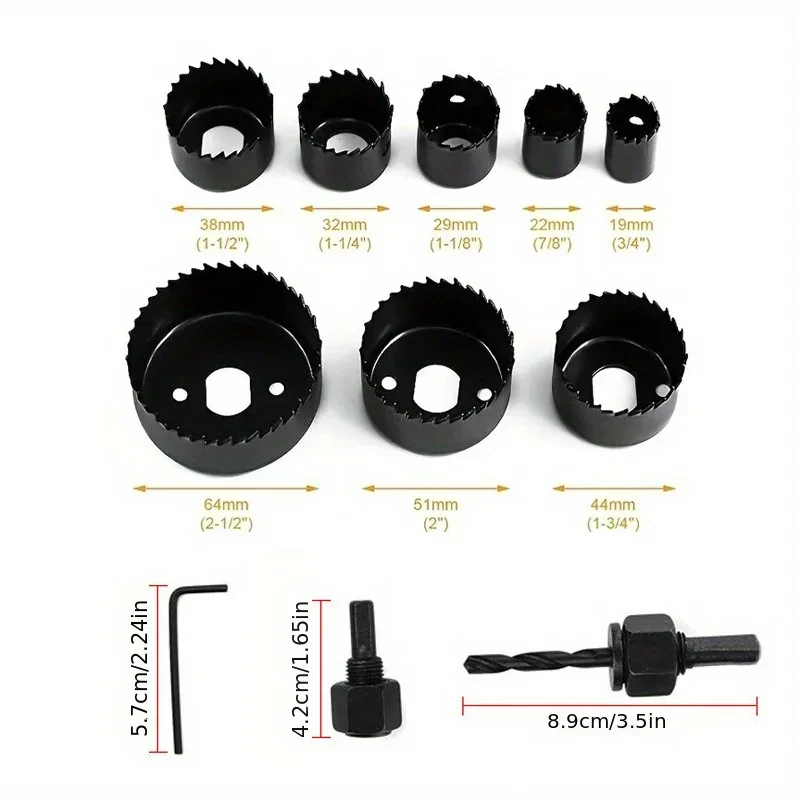 Kit de forets pour scie cloche, perceuse électrique, coupe-bois et métal, outils à dents de coupe de haute précision, 11 pièces