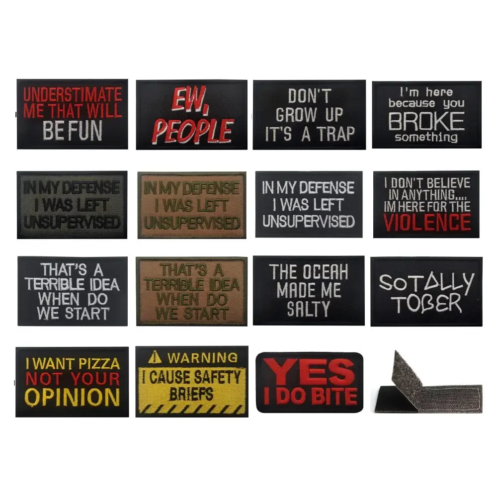 Warnning Slogan Embroidery Patch Armband Badge Applique Embellishment Appliques Military Tactical Patches