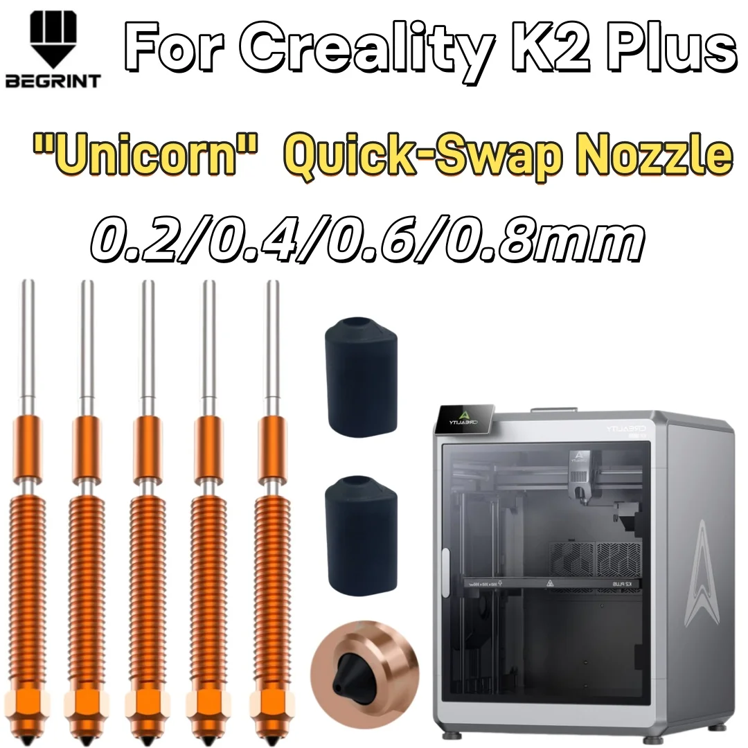 

Модернизированное быстросменное сопло Creality Unicorn для K2 Plus, из титанового сплава, высокотемпературное, высокопроизводительное, с защитой от засорения, цельнометаллические детали для 3D-принтера