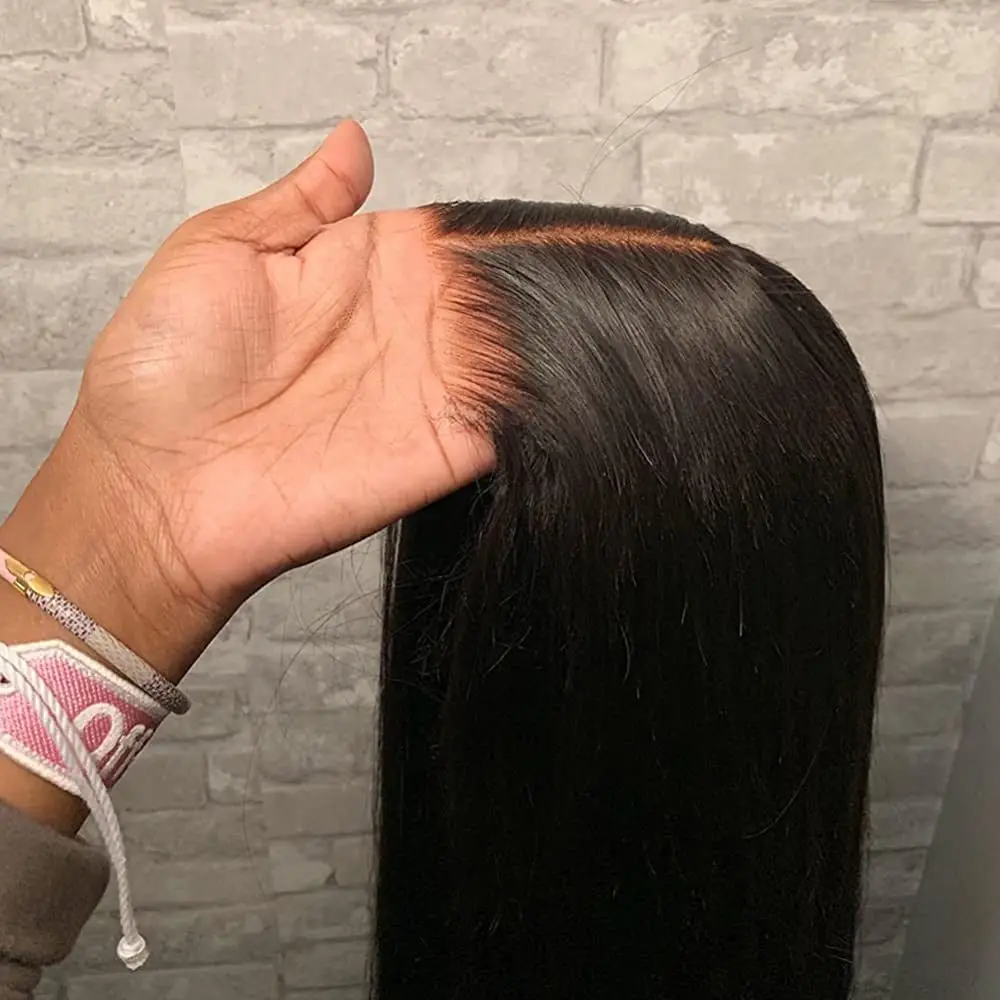 

10A human hair wig virgin Brazilian hair accessories and go without glue human hair wig straight definition lace front black