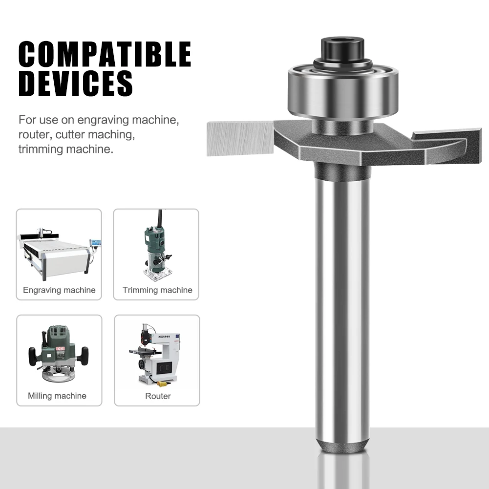 1pc 6mm 12mm Shank Ball T-cutter Woodworking Milling Router Bit Slotting Cutter 2-in-1 Slotting Crabapple Angle Milling Cutter