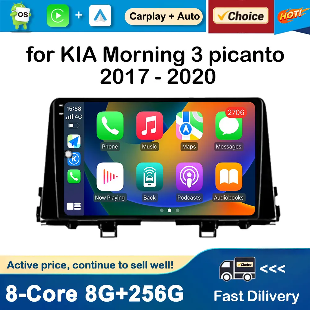 9 inch GPS Navigation for KIA Morning 3 picanto 2017 - 2020 Android Auto Car Radio Video Multimedia Player DSP Stereo Bluetooth 