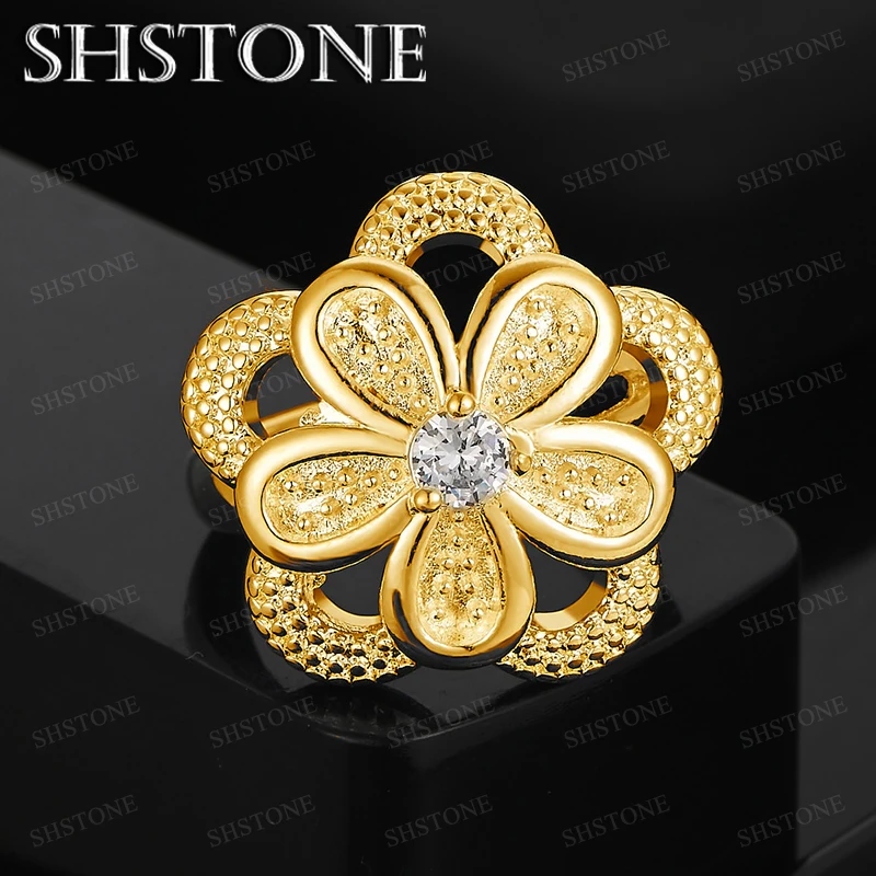 

Classic AAA Zircon 18k Gold Flower Ring Women Party Engagement Wedding Beautiful Delicate Elegant Jewelry Mother's Day Gift