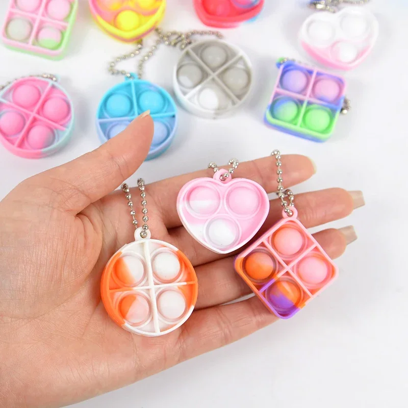 10pcs Mini Pop Keychain Toddler Sensory Fidget Toys Bulk Classroom Prizes Kids Birthday Party Favors Wedding Gift for Guests