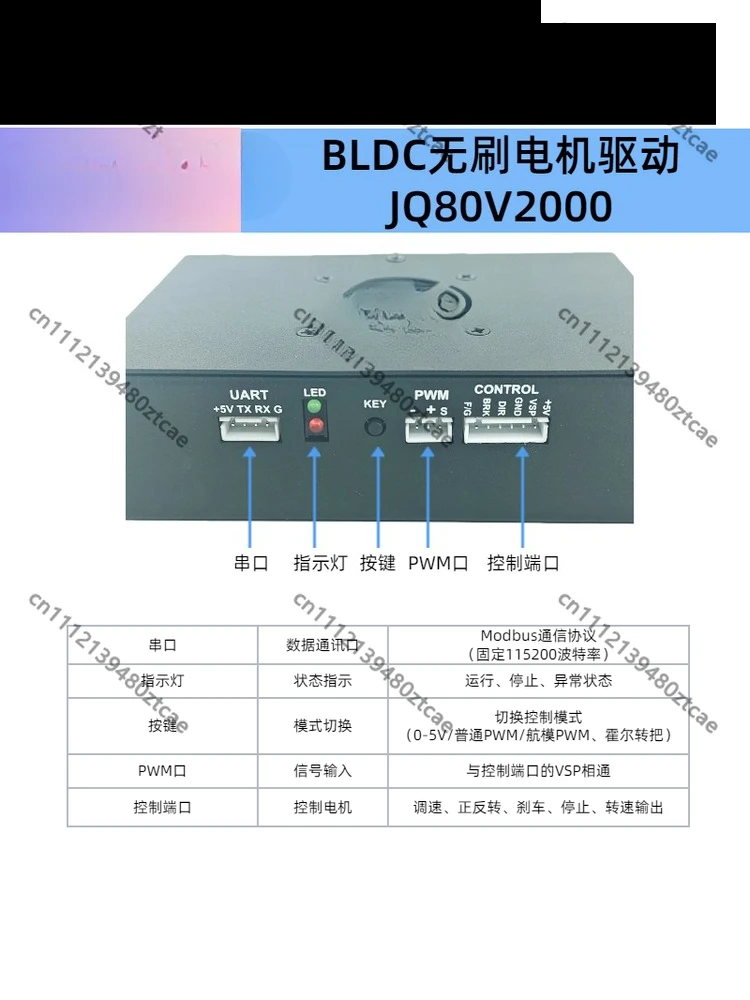 JQ80V2000 High Power Sensorless BLDC Motor Driver Controller Modbus Supported Multi-Pole Drive Module