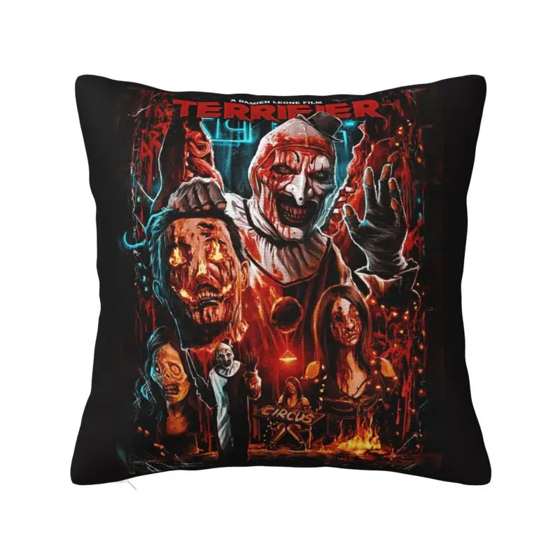 Movie Terrifier Throw Pillow Covers Bedroom Decoration Nordic Halloween Horror Clown Cushions Cover Square Polyester Pillowcase