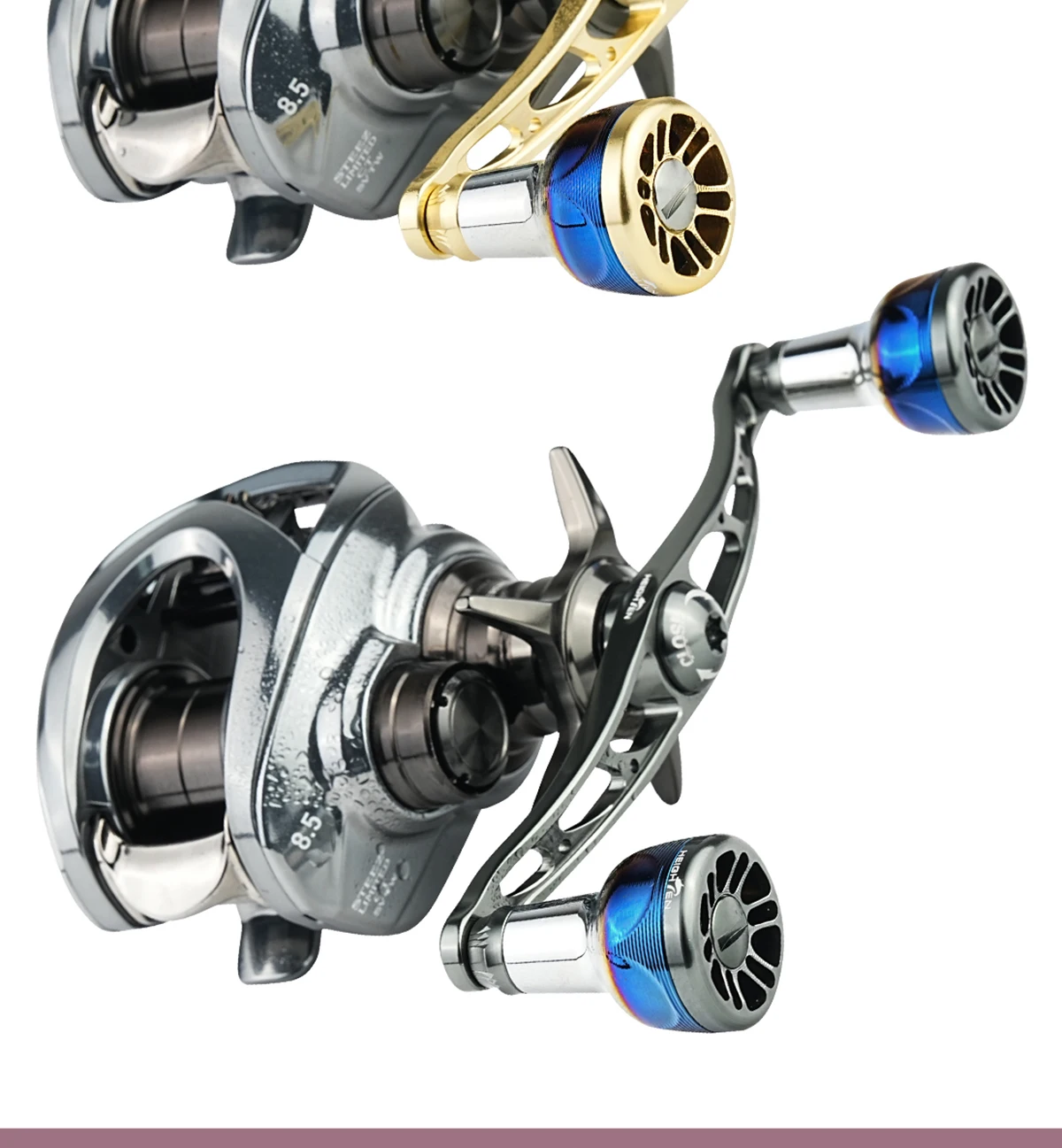 HEIGHTEN Baitcaster Dual Handle 115 mm Achsabstand mit 24,5 mm Farbverlaufsknopf Köderangeln Modifikationszubehör – Detail 14