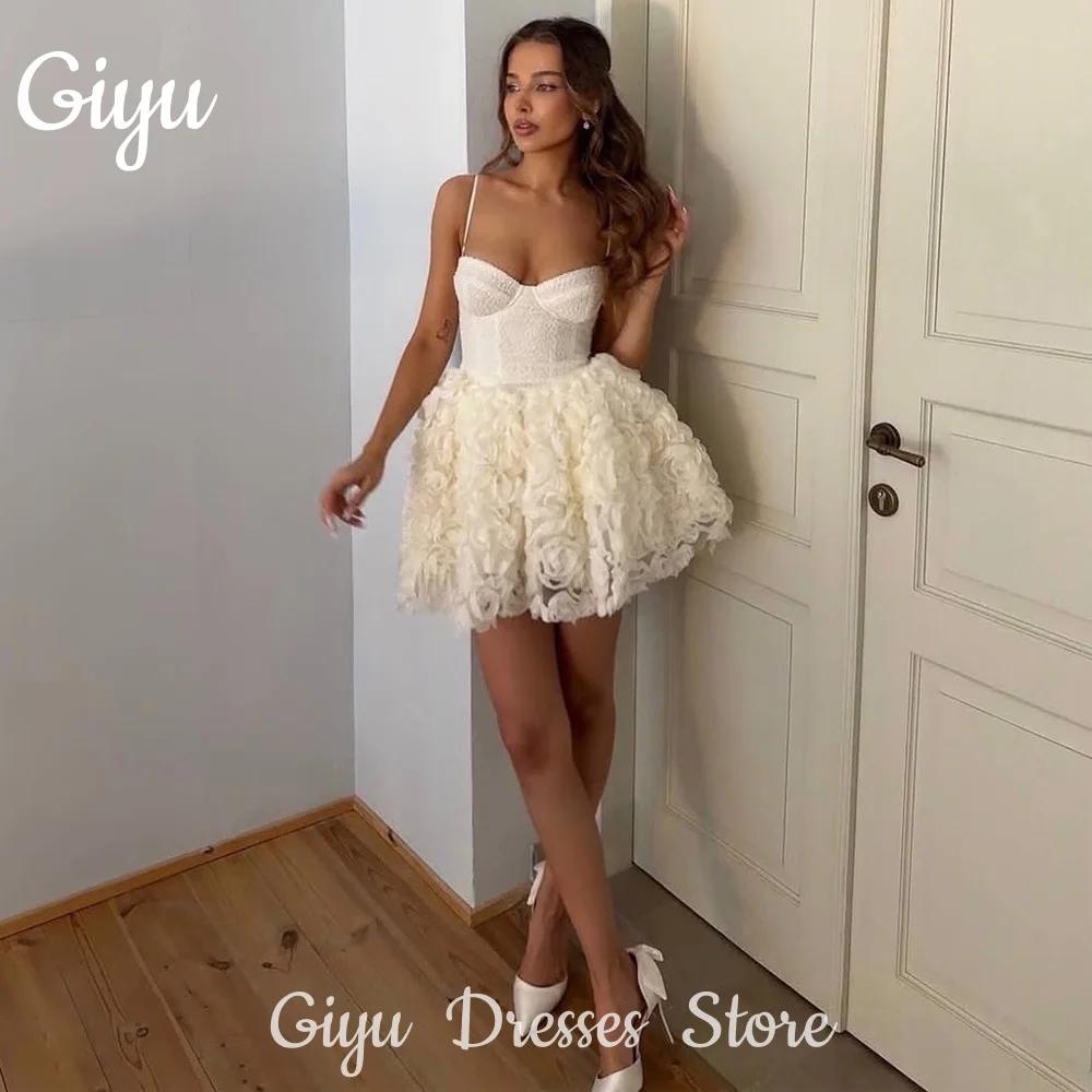 

Giyu Modern 3D Lace Flowers Wedding Dresses Spaghetti Strap Boning Fish Tail Modern Bridal Gowns Vestido de noiva US Women 2025