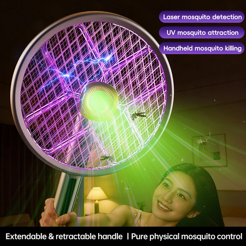2026 New Upgrade 2 In 1 Electric Swatter Rechargeable Mosquito Killer Lamp Rotatable Foldable Telescopic USB Bug Zapper I image 3
