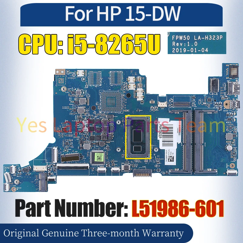 FPW50 LA-H323P untuk Laptop HP Pavilion 15-DW L51986-601 Mainboard srej Notebook i5-8265U Motherboard 100% teruji