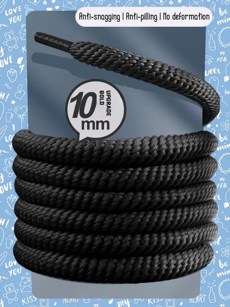1Pair NEW 10mm Thick Shoelace Running Sneakers Unisex  Laces Round Shoelaces for Shoes 100/120/140/160CM Quality Rope Shoe Laces