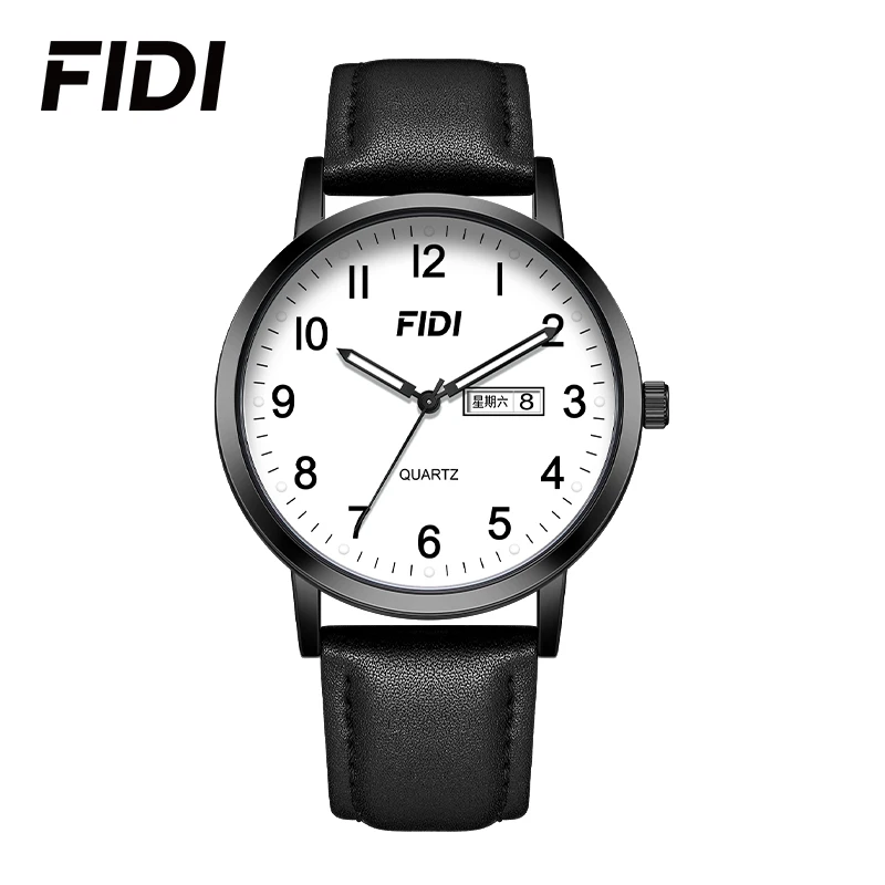 

FIDI Boys Exam Quartz Watch No Tick Silent 3ATM Waterproof Date Display Leather Silicone Strap Student Teenager Casual Wri