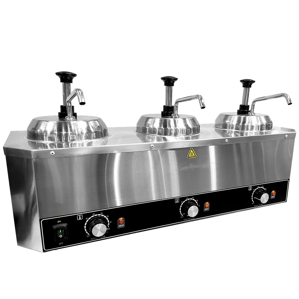 XEOLEO جهاز تسخين الصلصة التجارية مع مضخة 1710 واط 6L ثلاثة رئيس صلصة/الربى/الشوكولاته دفئا الكهربائية ترموس تفريغ ماكينة صلصة