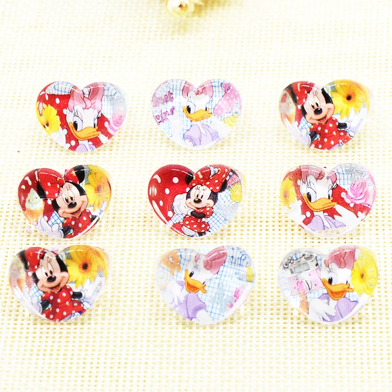 10/15/20Pcs Cartoon Disney Mickey Minnie Heart Rings Acrylic Rings Baby Shower Girls Jewellery Party Decoration Christmas Gift