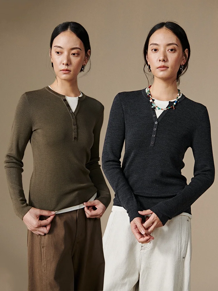 

INFFTRU Зимняя новинка: женский вязаный топ-обманка (имитация двойки) из шерсти, повседневный, универсальный, мягкий, средней толщины, L