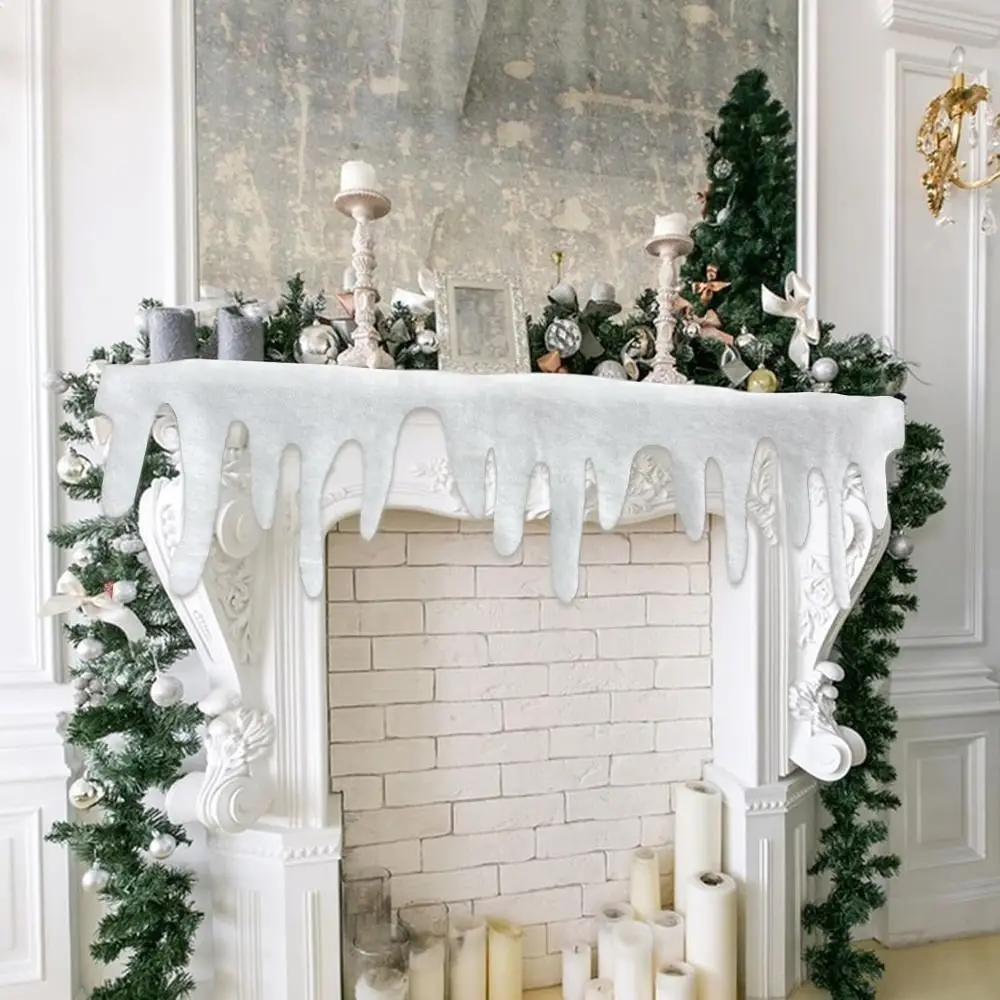 Soft Xmas Snow Blanket Polyester Icicle Fringe Roof Decoration Christmas Fake Snow Blanket Not Easy to Deform Christmas Decor