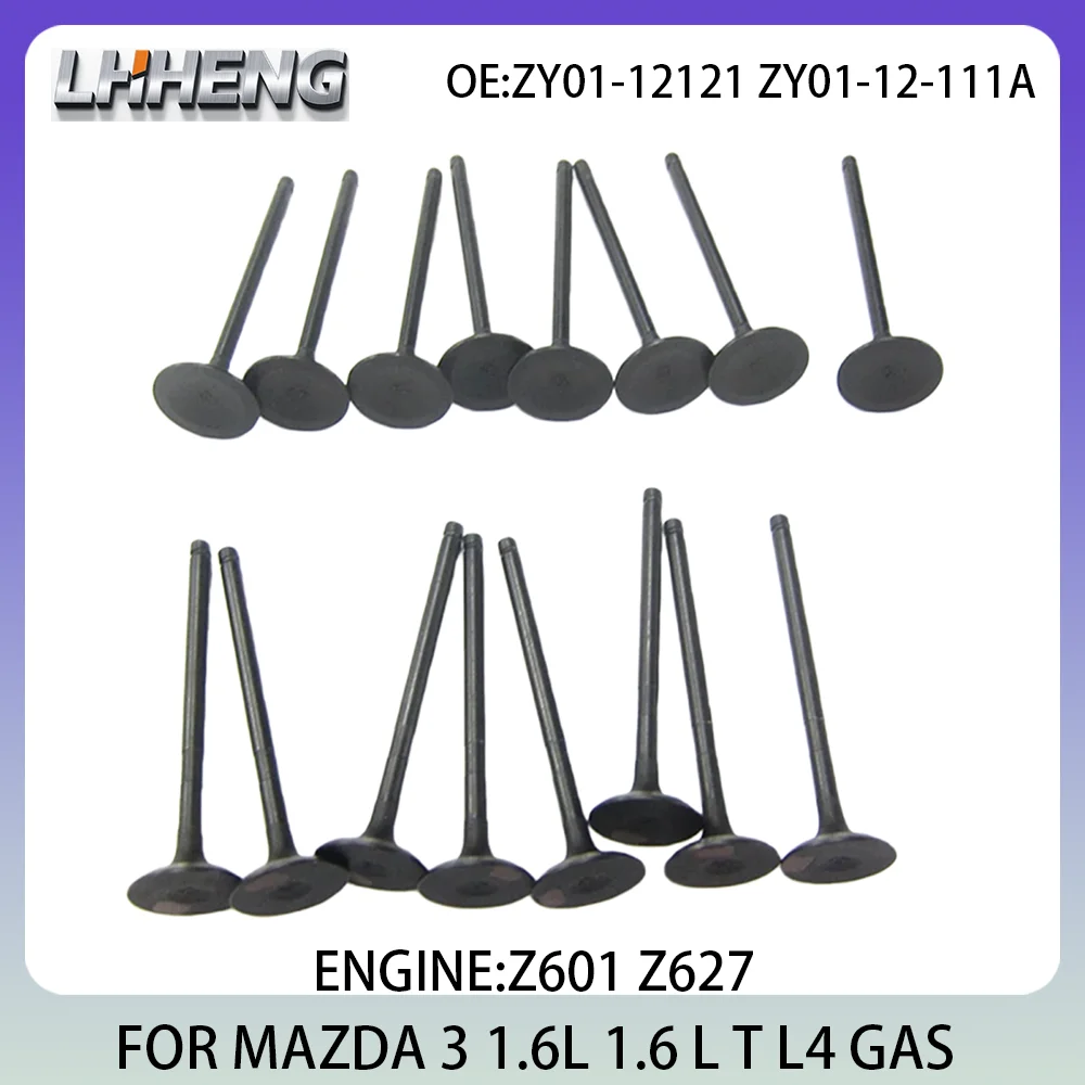 

16pcs New Intake & Exhaust Valve Kit For MAZDA 3 Hatchback 1.6L 1.6 L T L4 GAS 2003-2009 ZY01-12121 ZY01-12-111A Z601 Z627