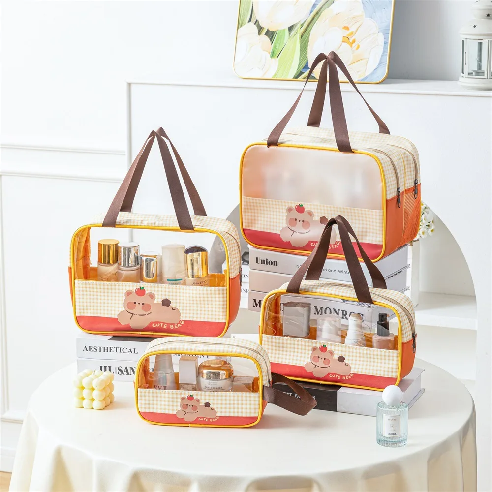 

4PCS Set Waterproof Travel Toiletry Bag,PVC Cosmetic Makeup Pouch with Dry&Wet Separation,Double Layer Swim Shower Organizer