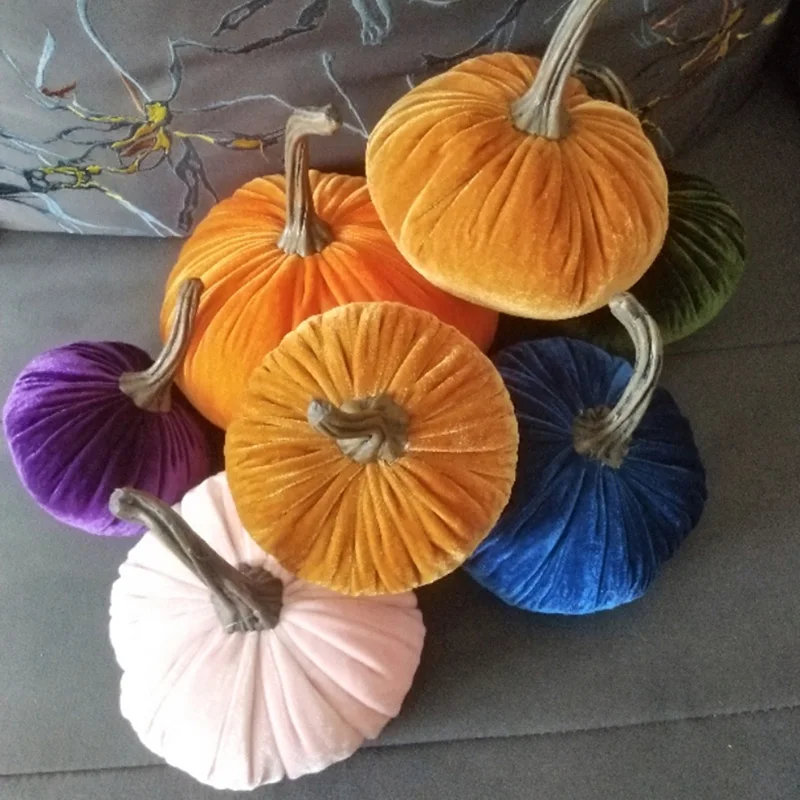 1 PCS Simulation Soft Velvet Pumpkin Ornament Handmade Stuffed for Foam Balls Home Halloween Thanksgiving Party Decoration