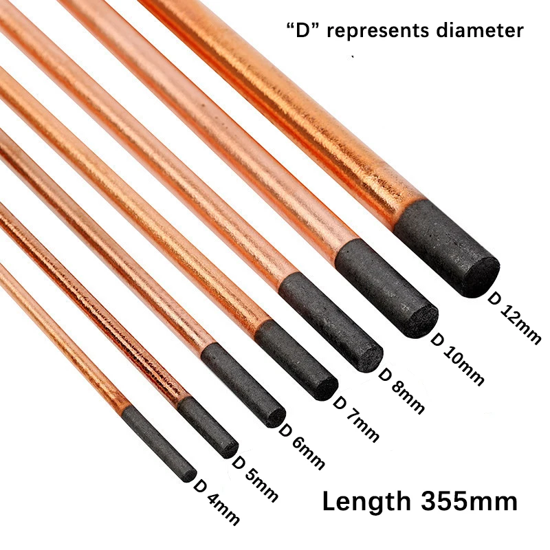 5Pcs Air Carbon Arc Gouging Rods Copper Round Graphite Electrode Rod For DC Gas Gouging Gun Electrode Carbon Rod 4-10mm