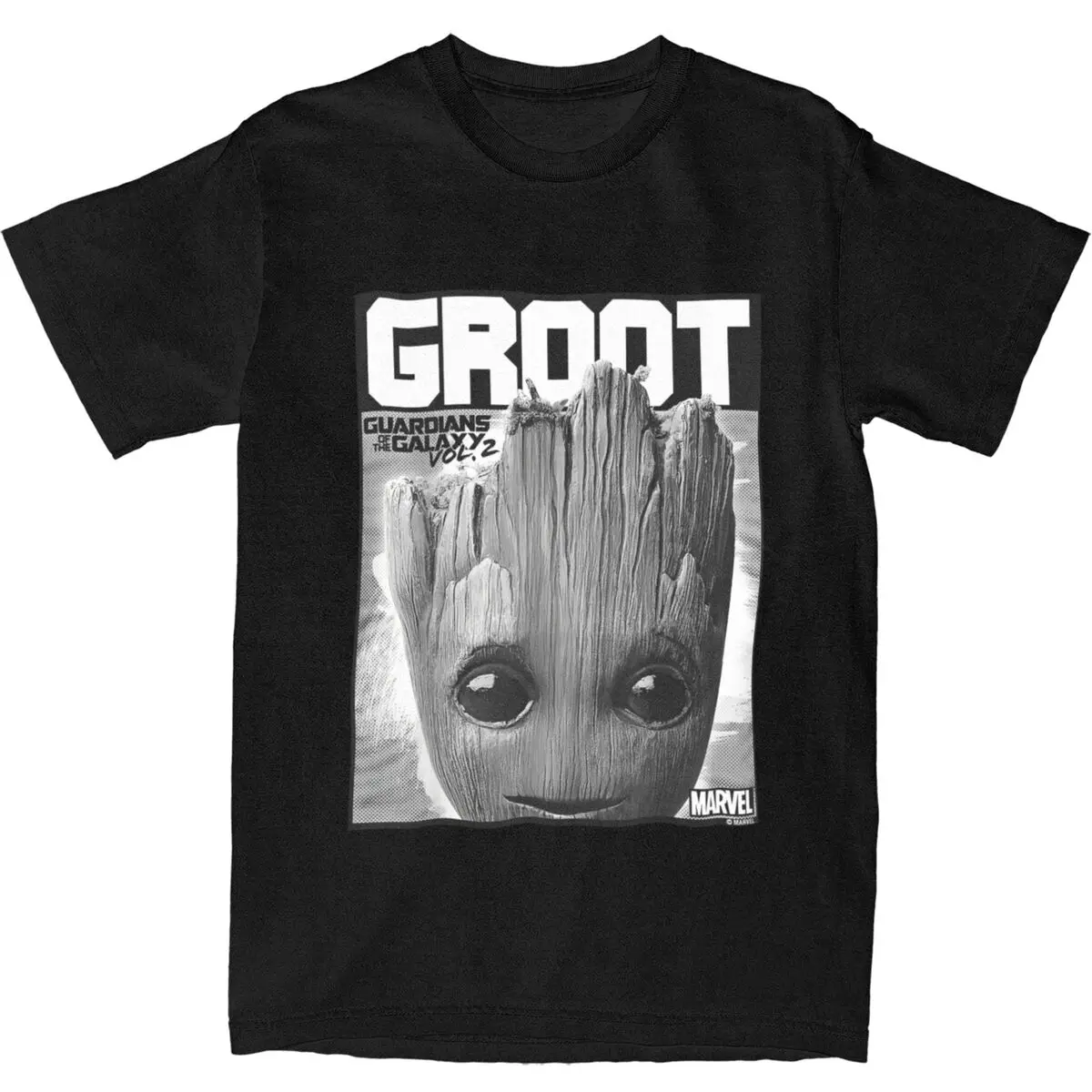 Marvel Guardians Of The Galaxy Vol 2 Big Face Groot T-Shirt Sommer Y2K Lustige T-Shirts 100 Baumwolle Trendiges cooles T-Shirt