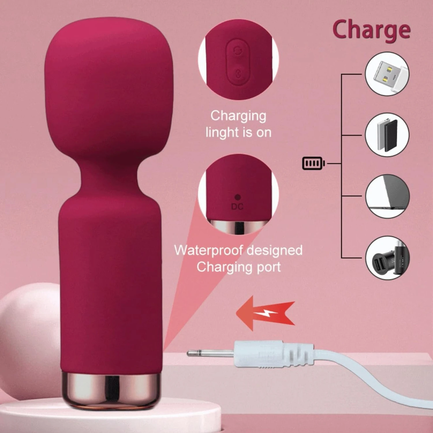 ميني AV عصا سحرية هزاز للنساء 360 °   دوران الحلمة البظر محفز الإناث الاستمناء تدليك الجنس لعب الكبار السلع