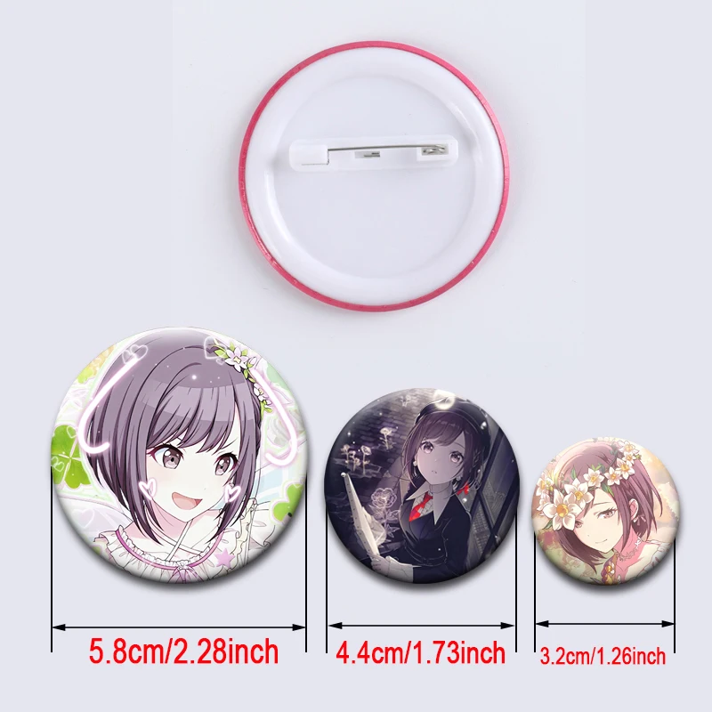 لطيف الكرتون فتاة شارة Shinonome Ena مشروع دبابيس على ظهره الملابس اليدوية دبابيس المينا المستديرة للمجوهرات هدية الإكسسوار