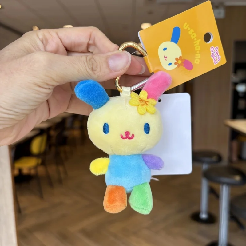NEW 8CM Sanrio Usahana Plush Doll Keychain Anime Bunny Rabbit heart Keyring Bag Pendant Toy Doll gift Small Keyring Girls Toys view 3