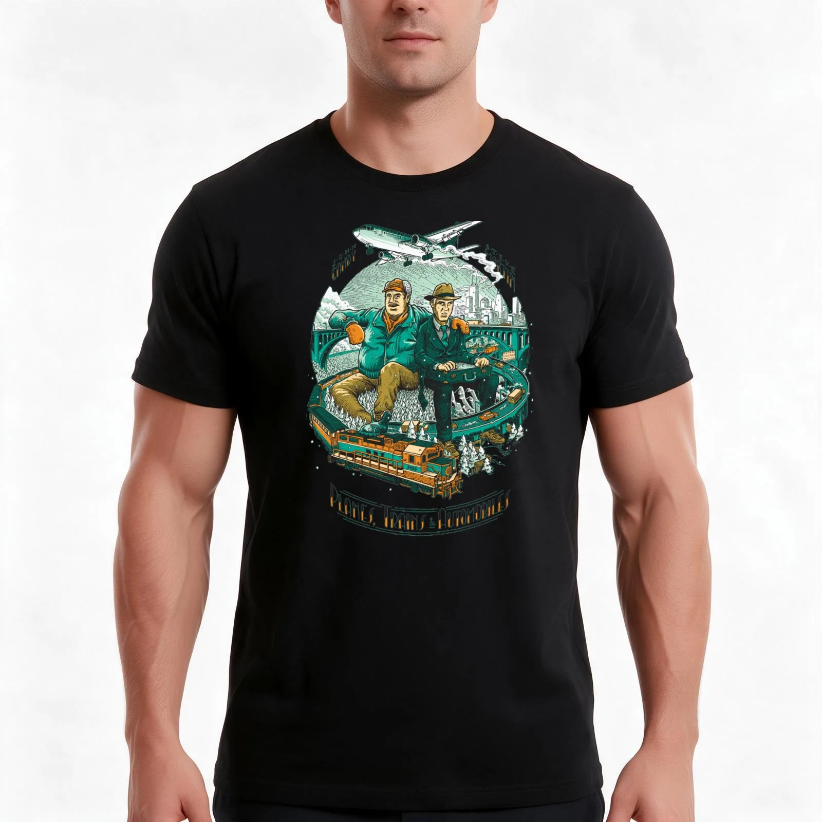 planes trains and automobiles T-Shirt, Summer Casual Cotton Tee, Oversized Streetwear Tops, Vintage Graphic Print, 100% Cotton